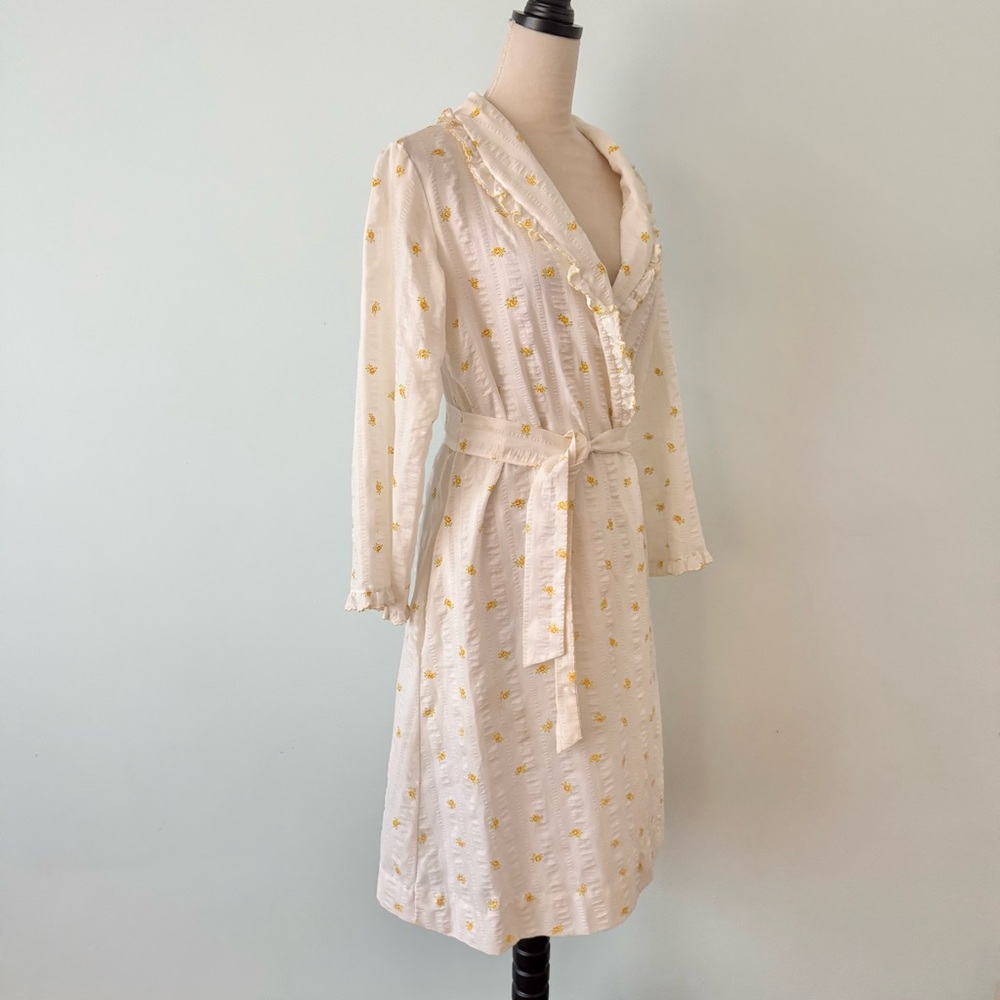 🌼 Vintage Miss Elaine Union Made Seersucker Wrap Dress Robe Sz S/M 🌼 - Picture 7 of 16